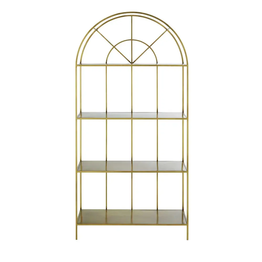 Chic classico a forma di Arco di Legno Scaffale 4-Tiers Mensola di Esposizione Opaca Libreria In Metallo Oro