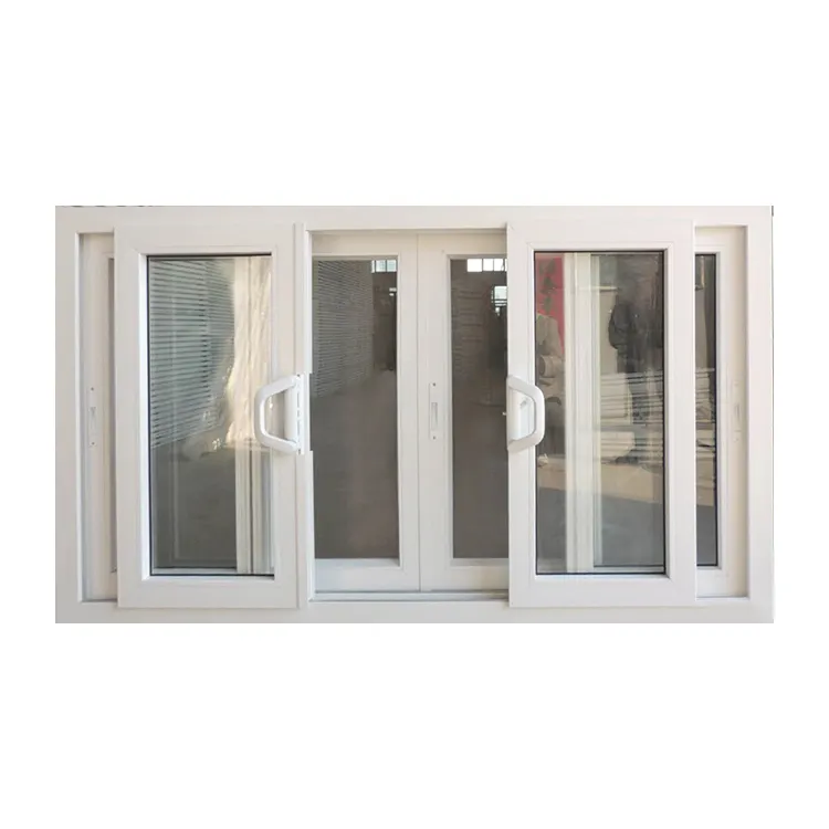 A prueba de viento Hurricane Mirror Aislado Fix Glass 2 Track Pvc Windows Marco blanco y puertas Ventana deslizante