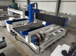 FINEWORKCNC 石材大理石花岗岩数控路由器与旋转旁边
