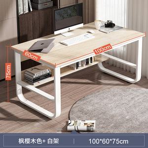 Wood <strong>Computer</strong> Desk With Book Shelf Simple Storage Metal Stable Study Writing Home Laptop <strong>Table</strong> - Product Image 3