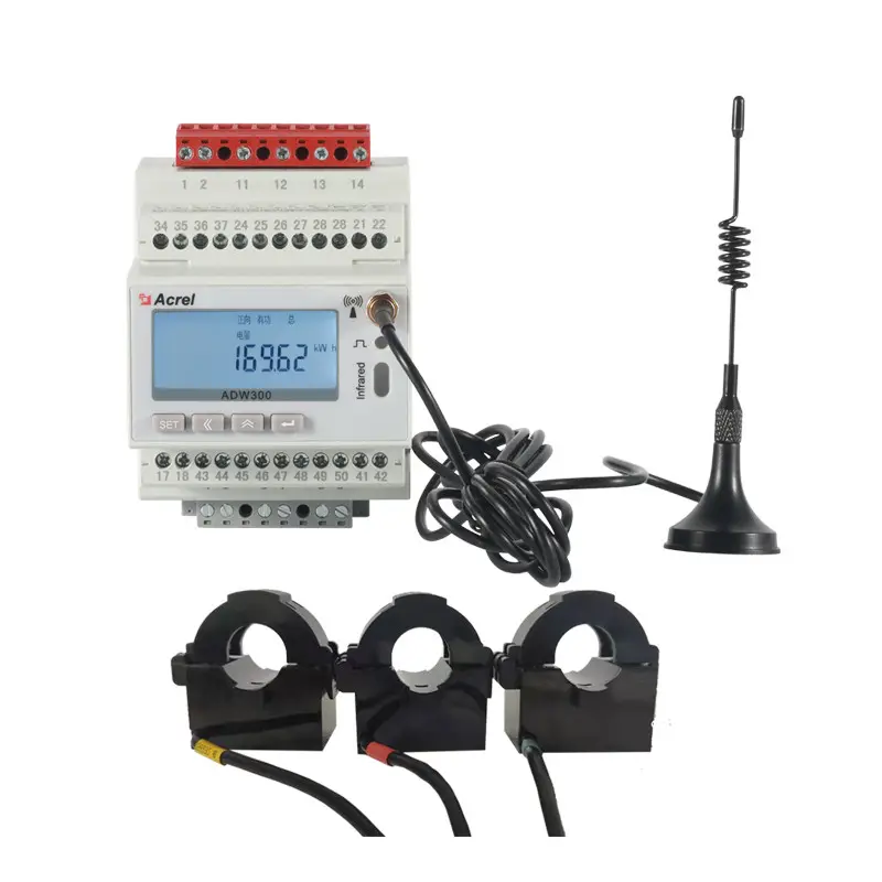 Đồng hồ đo ba pha thông minh với kết nối ct/PT được trang bị 3 CTS Lõi chia ADW300W-WIFI với giao tiếp không dây