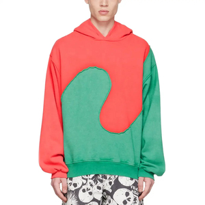 Latest Style Oversized Color <strong>Block</strong> Hoodie No <strong>String</strong> 600 Gsm French Terry Cropped <strong>Double</strong> Layer Hoodie - Product Image 1