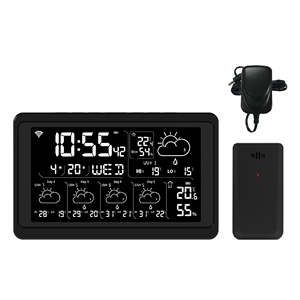 EWETIME-Estación Meteorológica wifi tuya, modelo inalámbrico, control táctil, reloj digital inteligente con temperatura interior y humedad - Product Image 6