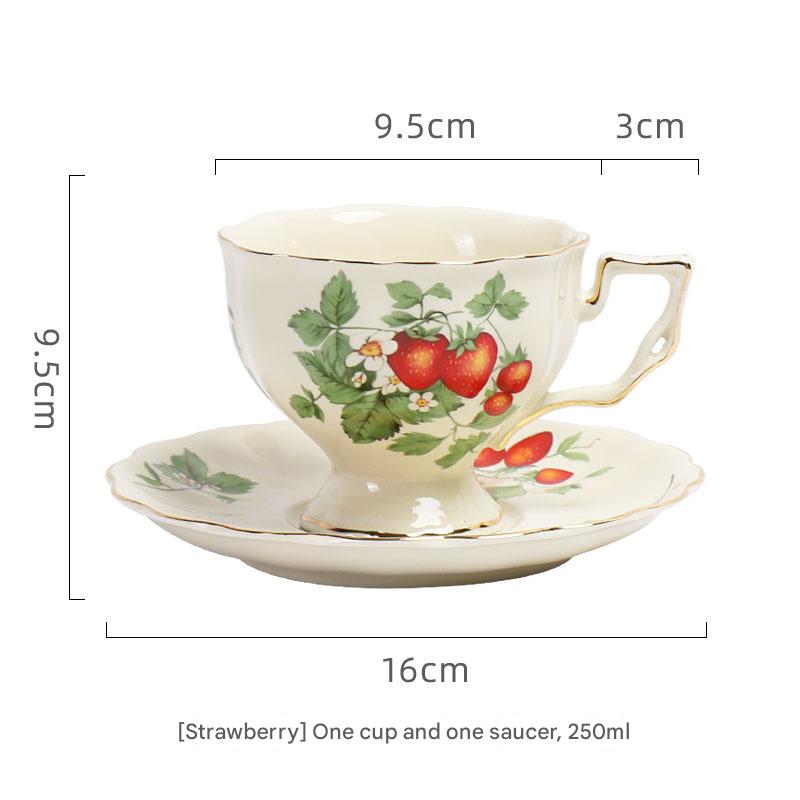 White Strawberry Cup + Saucer