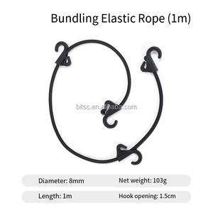 <strong>Elastic</strong> Rubber Straps Black Rope for Camper, <strong>Elastic</strong> Bungee Cord with 4 Hooks for Luggage Fixing Device Camping Car Strap