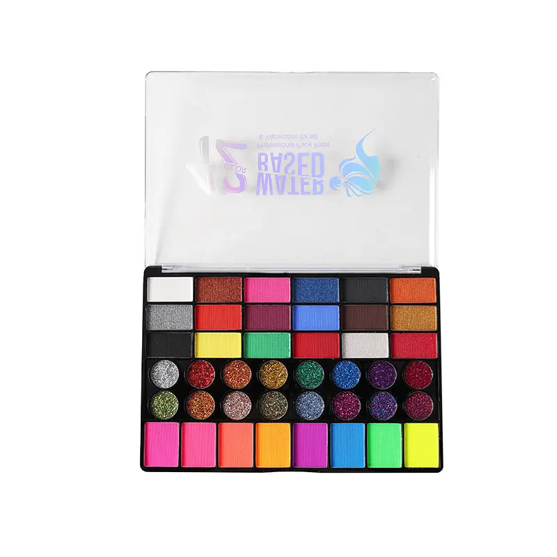 Kit di pittura per viso 42 colori per feste Glitter vernice per acquerello con perla fluorescente vernice professionale