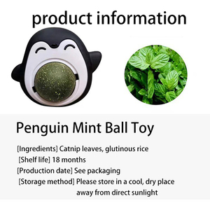 Venta al por mayor Durable Penguin Design Interactive Ball Cat Toy Safe Wall Sucker con Triple Catnip Mint Licking - Product Image 2