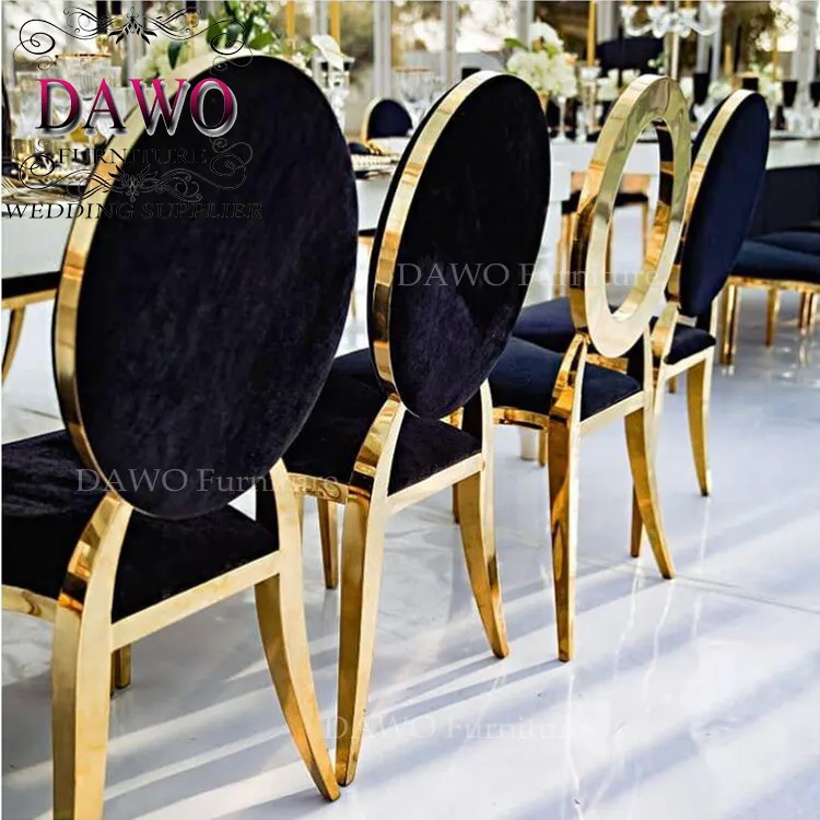 Rental round back wedding stainless steel frame dining chairs with pu leather