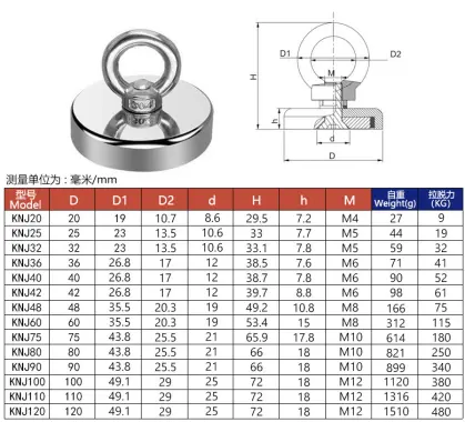 Nhà Máy Giá Magnetic Neodymium câu cá nam châm Set Kit cá nam châm nồi nam châm với eyebolt cho câu cá và thăm dò