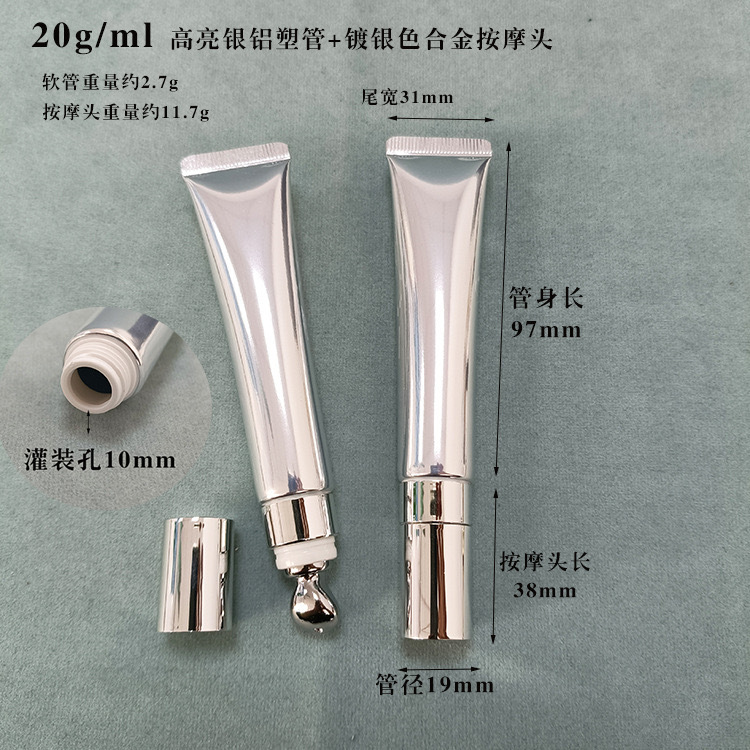 20ml plata + Cabezal de aleación de zinc plateado