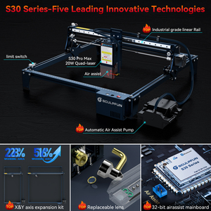 SCULPFUN S30 Ultra 11W 600*600mm Engraver Cutter Automatic Air Assist Replaceable Lens Emergency Stop Laser Engraving Machine - Product Image 2