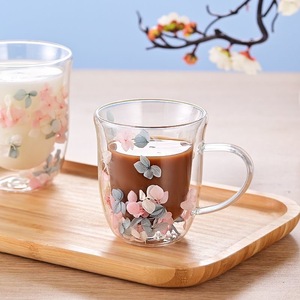 High borosilicate double-layer dry flower glass <strong>cup</strong> for home and office use; latte coffee <strong>cup</strong>. - Product Image 6