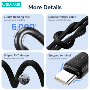 SJ701 USAMS 2025ใหม่ที่สร้างสรรค์60W USB-C PD ประเภท C เป็น Type C เพื่อพิมพ์แท็บเล็ตแล็ปท็อปโทรศัพท์มือถือชาร์จเร็วสายข้อมูลพีวีซีสำหรับแอปเปิ้ล - Product Image 4