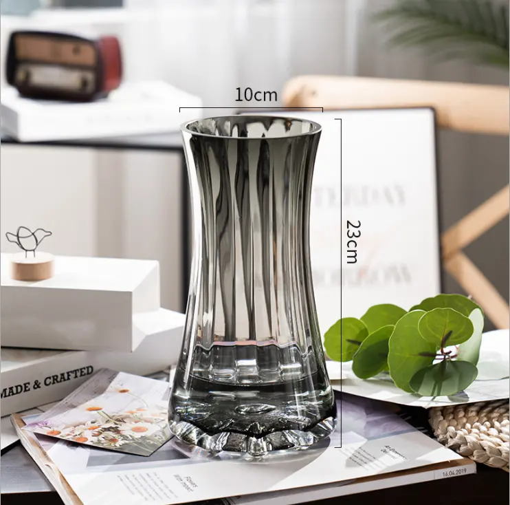 Vaso de cristal transparente para casamento, vaso para flores com cilindro único para envio moderno