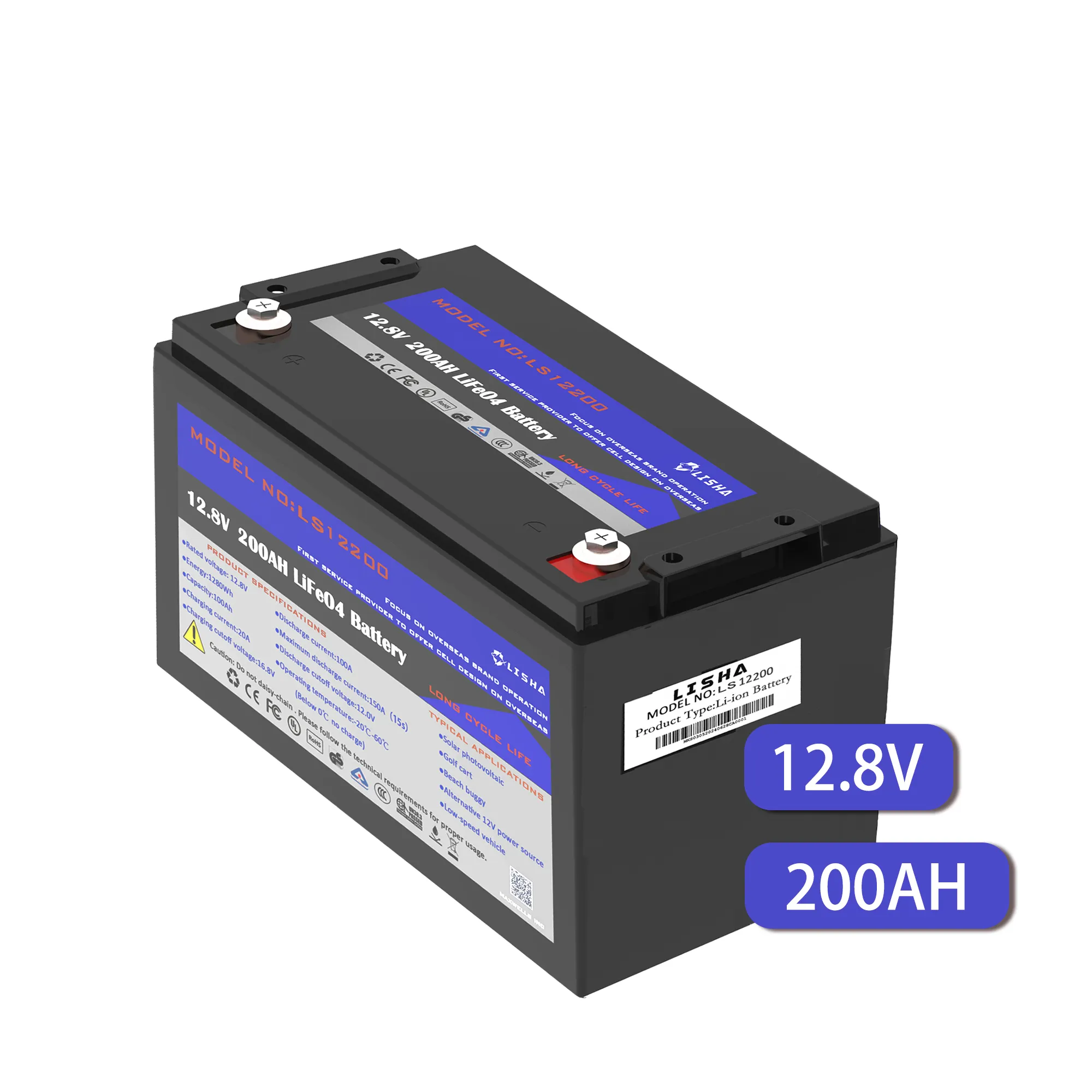 Lisha סוללה עמוק מחזור lifepo4 12v 50ah 100ah 150ah 200 eu מלאי עם bms עבור יאכטה/rv/מנוע טרולים