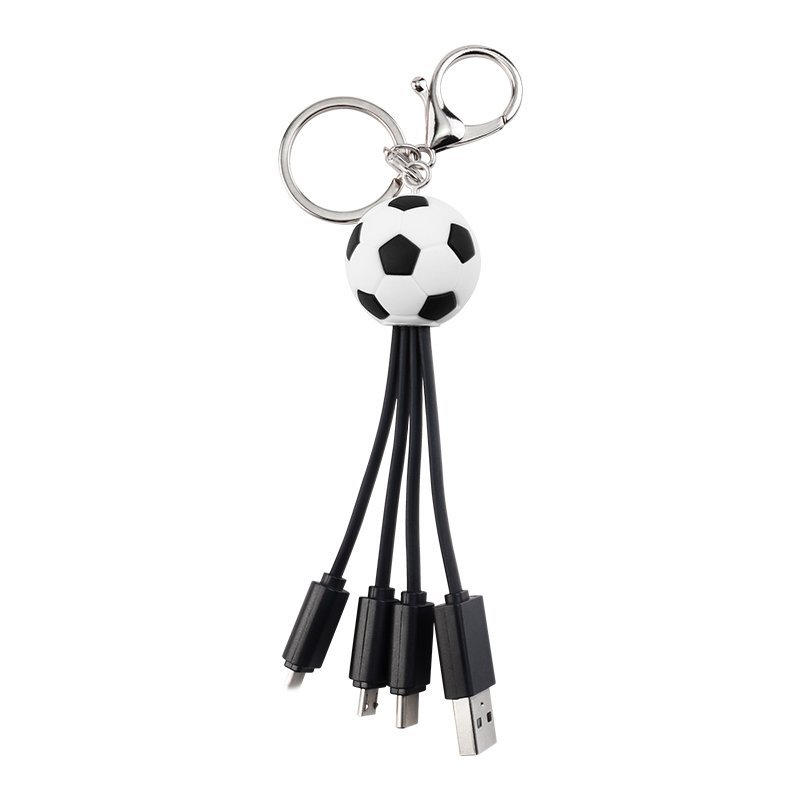 สายชาร์จ USB ลายฟุตบอลสีดำ