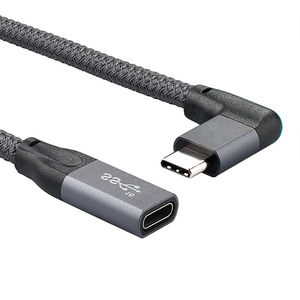 90 องศา USB C ชาย USB C หญิงไนลอนถัก Thunderbolt 4 ขั้วต่อข้อมูลสายชาร์จสนับสนุน 20Gbps ความเร็วในการถ่ายโอน - Product Image 3