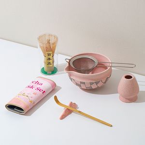 Geling giá tốt nhất gốm hồng làm bằng tay Matcha chawan bát đặt bán buôn tre tùy chỉnh Matcha Whisk Kit <span class=keywords><strong>Set</strong></span> với hộp quà tặng - Product Image 2