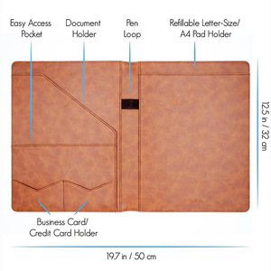Chuyên nghiệp Slim kinh doanh PU da padfolio tiếp tục cuộc họp phỏng vấn đào tạo A4 tập tin thư mục tài liệu tổ chức - Product Image 3