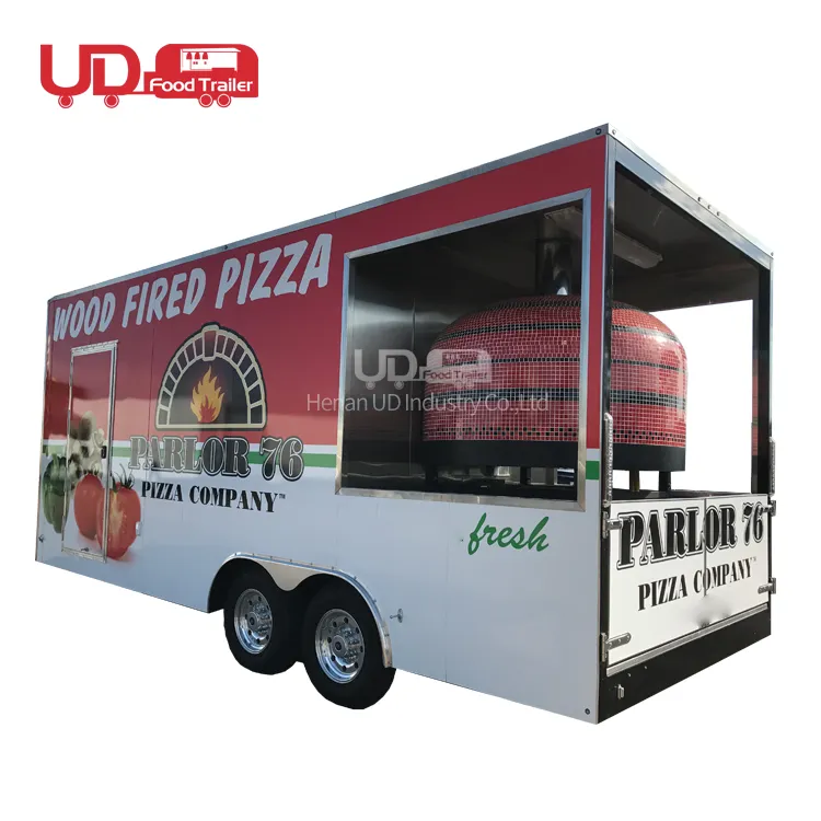 Fast Food Winkelwagen Mobiele Keuken Hot Dog Pizza Oven Trailer Concessie Catering Winkelwagen Koelkast Gekoelde Voedsel Vrachtwagen