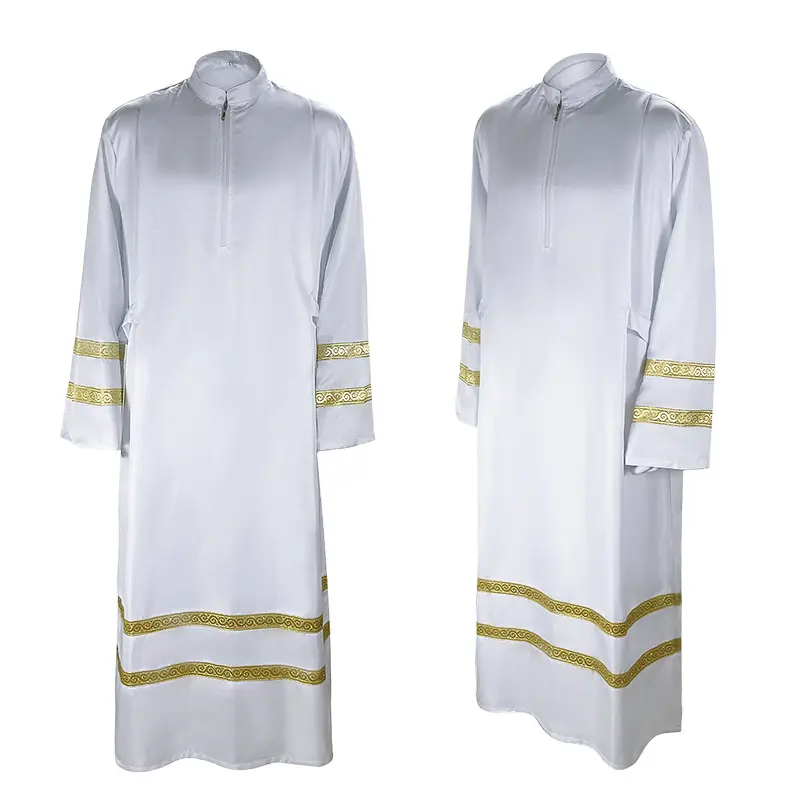Vestido de clero, traje de Pastor Surplice, ALB, iglesia católica, blanco