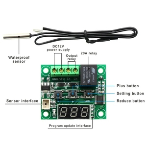 W1209 LED <strong>Digital</strong> DC <strong>Temperature</strong> Module 12V DIY Electronic Thermostat with Waterproof Probe for <strong>Arduino</strong> ICs Product Category