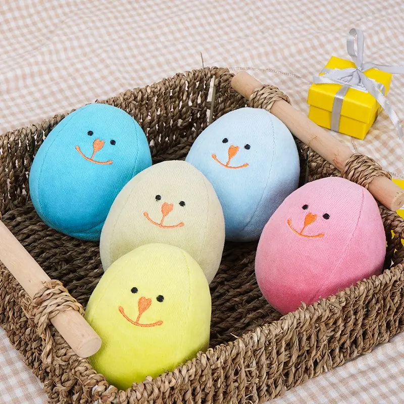 New Design 10cm Soft Polyester Cute Home Decorations 5 pcs In One Set Stuffed toy Plush Easter Egg