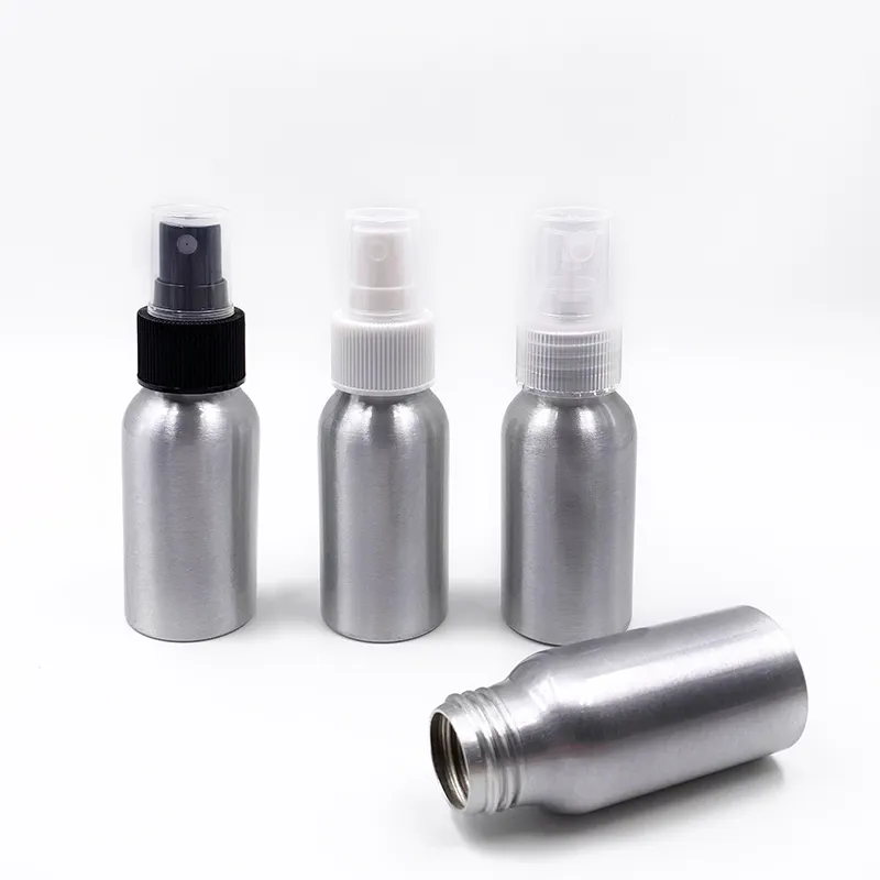 Pulverizador de alumínio prateado para perfume, 50ml, 100ml, 150ml, 200ml, 250ml, recarregável, vazio, alumínio, atomizador, névoa, frasco cosmético