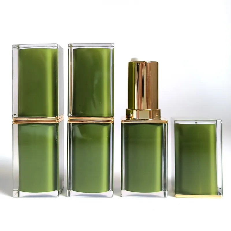 KH125 12,1mm Lipbalm Tube Klassisches Smaragd Design Grüner Private Label matt fester Lippenstift bilden koreanische Lippenstift Tuben benutzer definierte