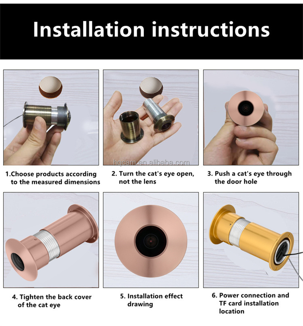 1.6mm Wide Angle Fisheye Lens Tf Card Audio Wifi Door Eye Hole Camera Home 1080p Wifi Cat Eye Door Ip Kamera P2p Tuya App