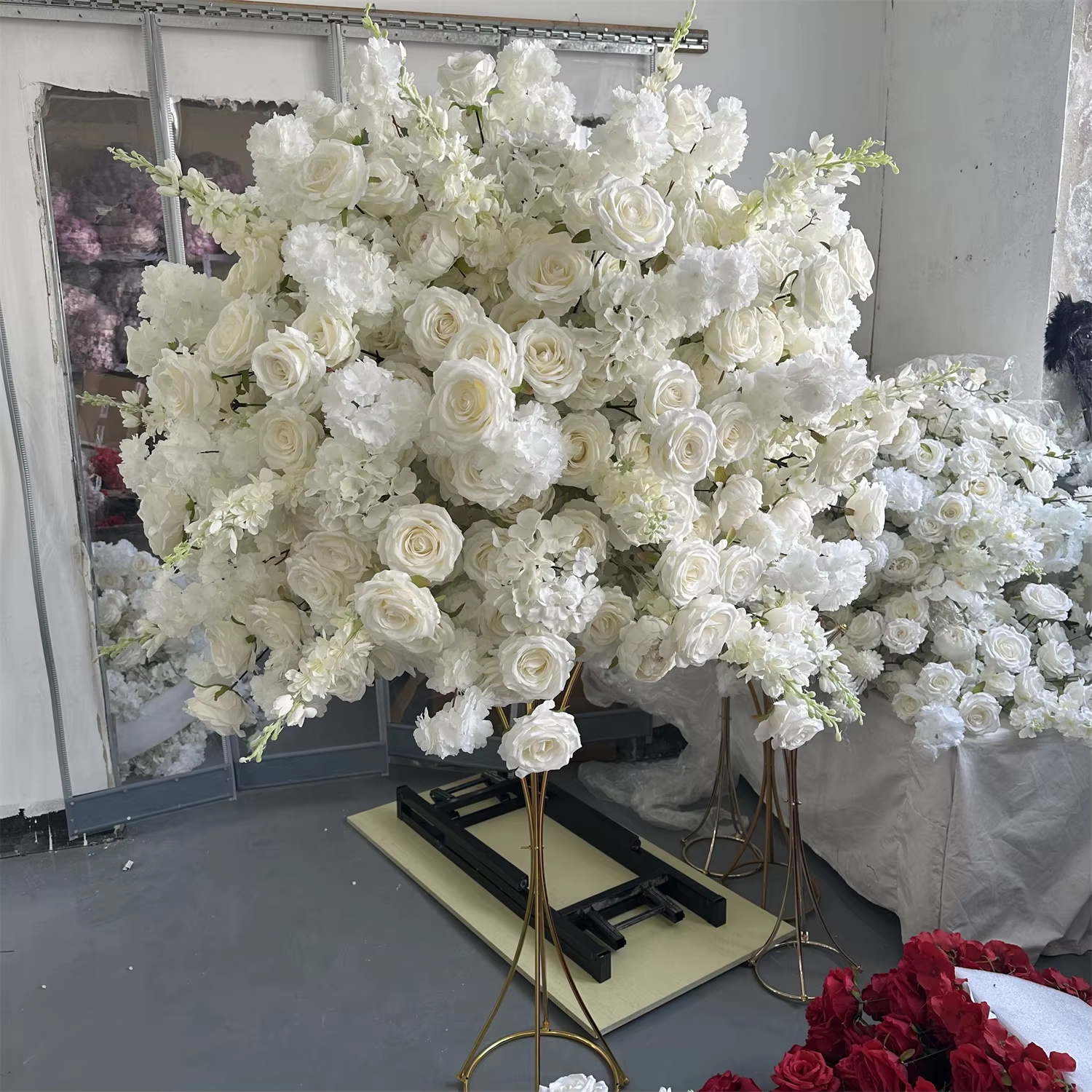 Bola de flores blanca de 100cm de diámetro 01