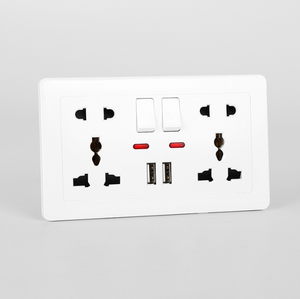 Enchufe de pared multifunción con 2 tomas de corriente CA y puertos USB duales que cargan con interruptor de toma de corriente de pared USB