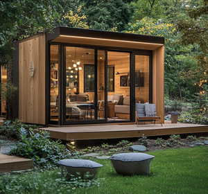 Villa pequeña modular moderna con servicios arquitectónicos Villa modular ecológica con soluciones de arquitecto