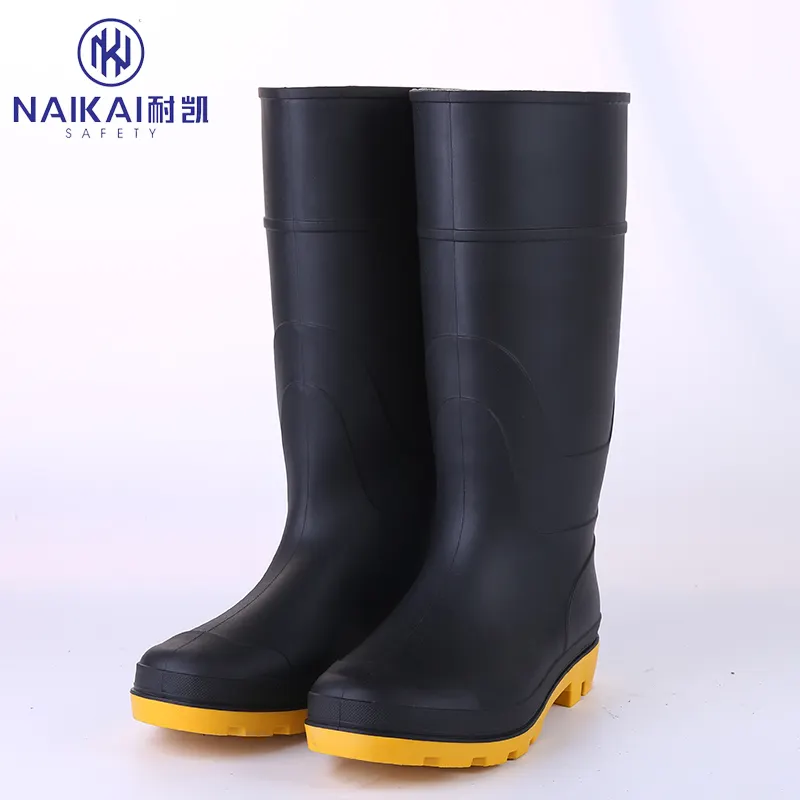 Botas de lluvia impermeables para agricultura, calzado de seguridad de PVC resistente al agua para el cuidado de los pies