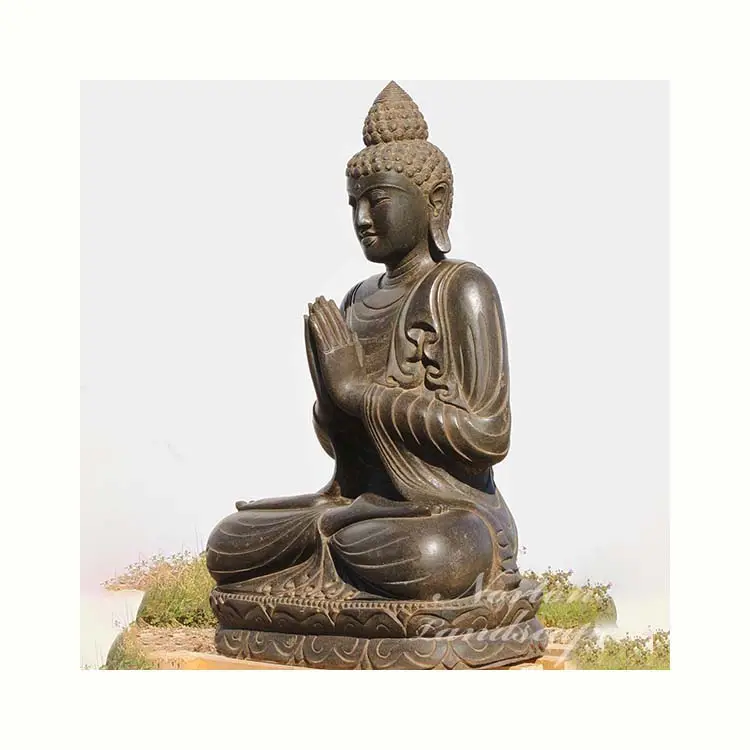 Outdoor Stone Garden Products Life Size Marble Granite Buddha Statues Meditating With Hands Folded