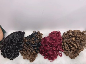 RG1510フリーパーツナチュラルヘアスタイルマシンウィッグレースなし100% バージン人毛ショートバングルーズウィッグ黒人女性用