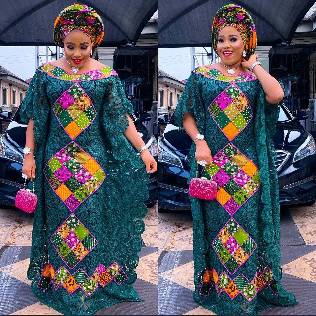 Vestidos africanos de encaje Dashiki para mujer, conjunto de 2 piezas, Abaya, Ankara, caftán, túnica larga de noche para mujer, vestido africano de mamá Boubou