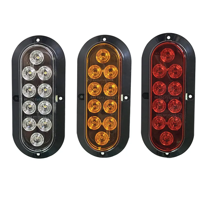 12V Red Oval Sealed 10LED Señal de giro y kit de luces de estacionamiento con luz para remolque de camión