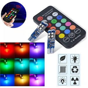 โคมไฟสัญญาณ RGB LED สำหรับรถยนต์มีรีโมทคอนโทรล, ไฟสัญญาณ RF สีสัน3535 10smd T10พร้อมรีโมทคอนโทรล - Product Image 6