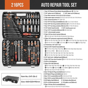 216Pcs Công Cụ Cơ Khí Hộp Tay Công Cụ Kit Hỗn Hợp Wrenches 1/2 "1/4" 3/8 "Ổ Cắm Thiết Lập Nhà Để Xe Tự Động Sửa Chữa Công Cụ Thiết Lập OEM ODM - Product Image 5
