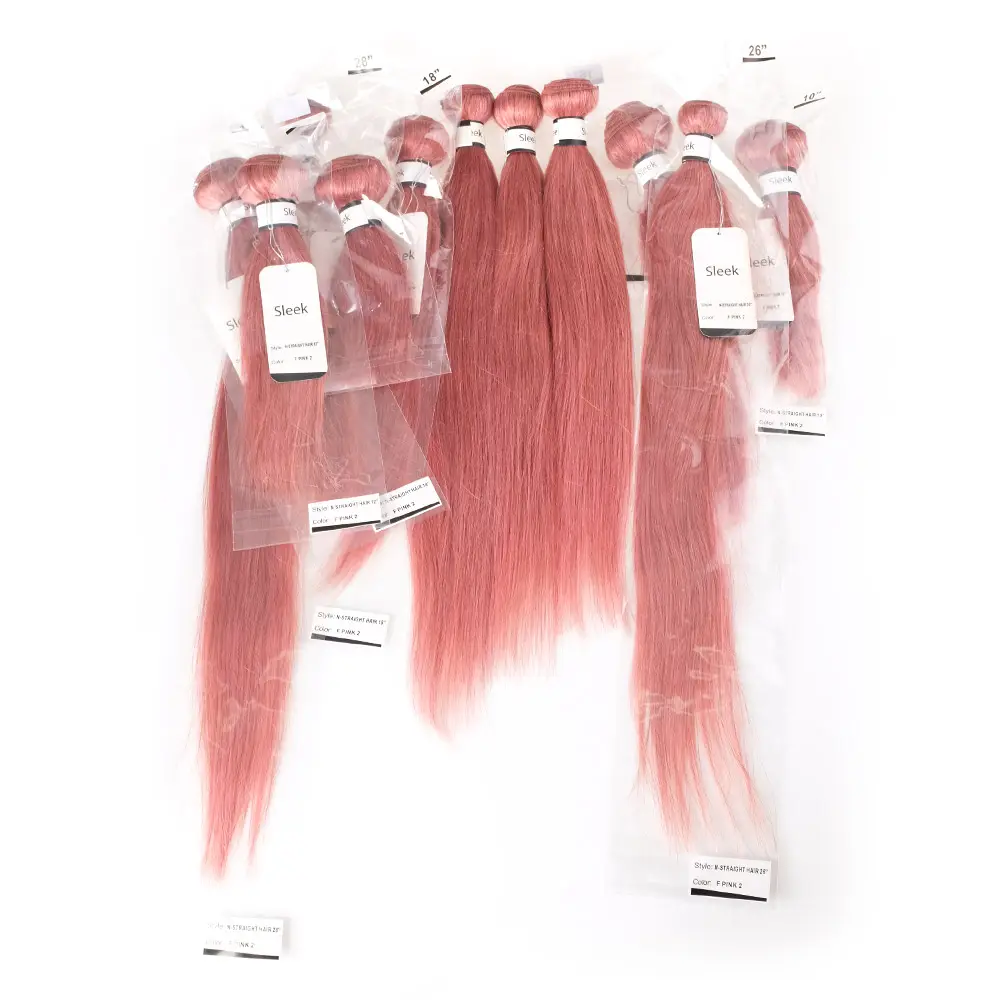 Elegante China fábrica directamente proveedor remy 10A rosa oscuro púrpura onda recta 100% cutícula alineada paquetes de cabello humano brasileño