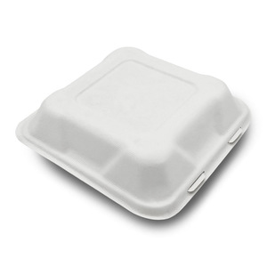 High-quality <strong>Green</strong> Degradable Sugarcane/Bagasse 1/2/3 Compartment Take Away Clamshell Container <strong>Box</strong> for <strong>Meal</strong> Burger Cake Fruit - Product Image 4