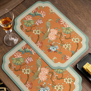 Vintage Jacquard Table Mats impermeável à prova de calor Placemats Oil-Proof Easy-Clean Dining Home Decor para hotel e restaurante
