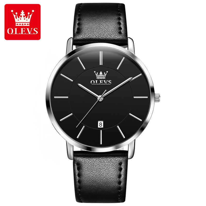 2 black dial silver case black belt - for men