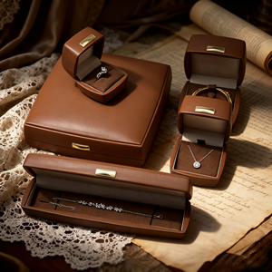 FANDIJI kotak perhiasan antik seri Vanka baru dengan desain Label Mental Logo kustom untuk kotak cincin gelang casing kulit PU - Product Image 1