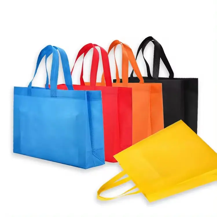 Promotional Cheap Stock Solid Color Custom Logo Grocery Tote Non Woven Reusable Shopping Bag