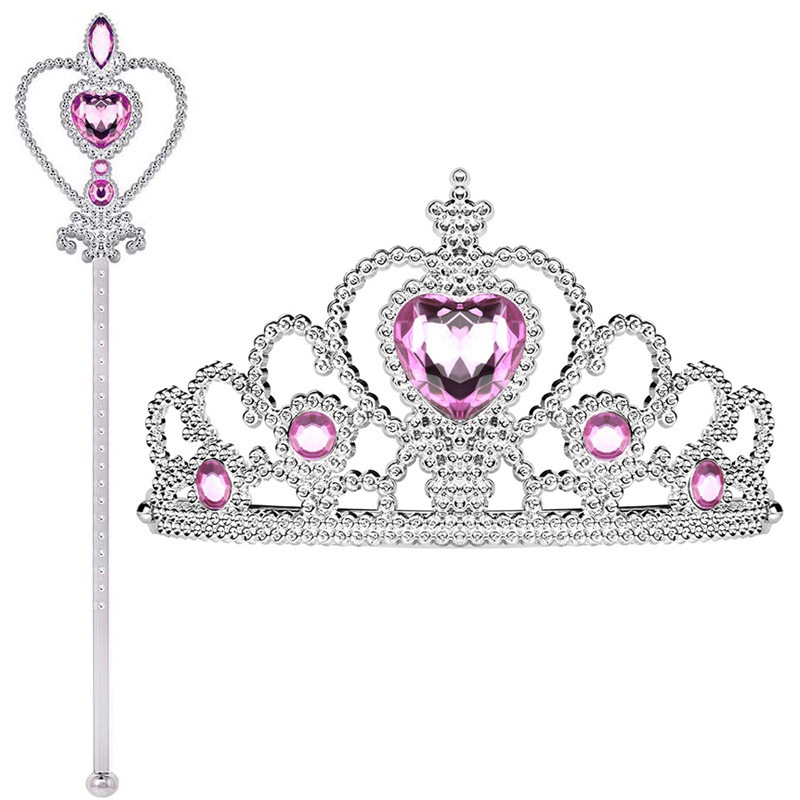 Bacchetta magica con corona rosa