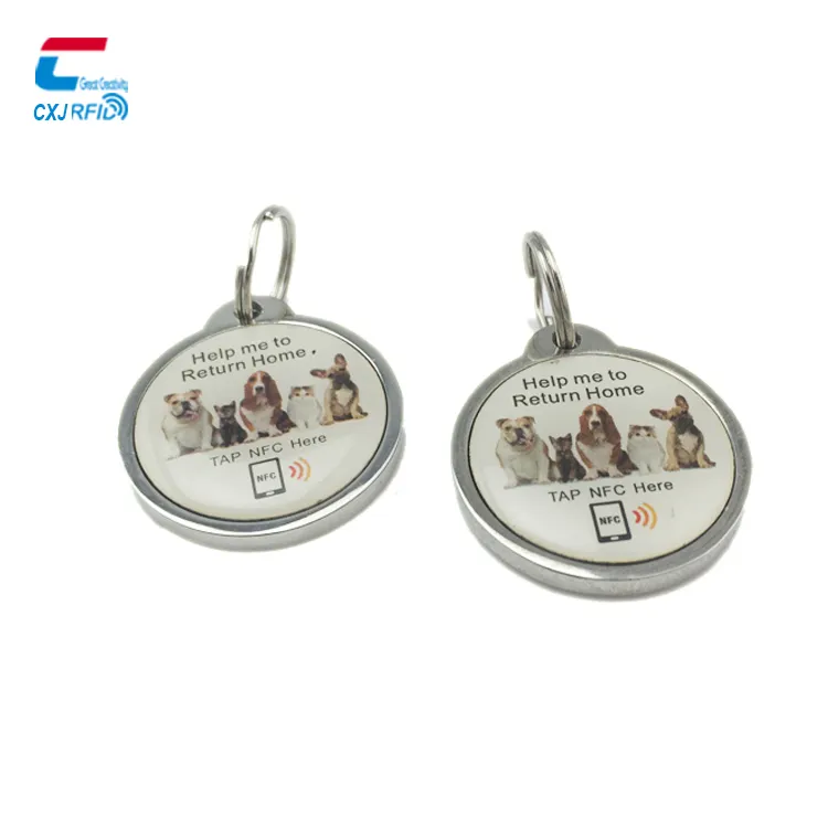 Thông Minh NFC NTAG216 Chip QR Mã Theo Dõi Pet ID Tag Vui Cổ Áo Chống Mất Vật Nuôi Epoxy Tag Cho Mèo Chó Động Vật