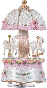 Music Box, <strong>Wind</strong> <strong>up</strong> Musical Boxes with Horses Color Change <strong>LED</strong> Luminous Light for Daughter Birthday Valentine Gift Castle - Product Image 2