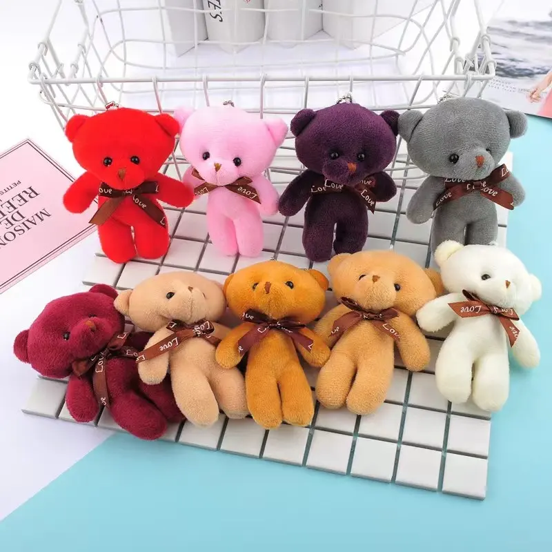 Varios coloridos 10cm juguete de peluche mini oso de peluche llavero al por mayor personalizado niños dibujos animados Animal de peluche suave mini oso de peluche